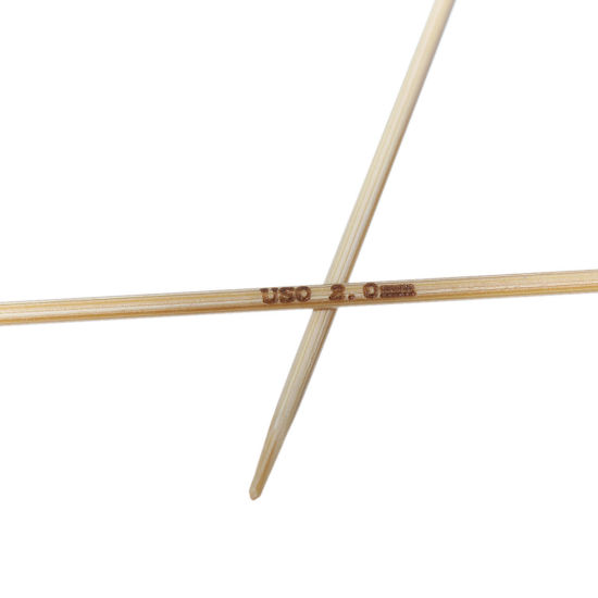 Picture of (US0 2.0mm) Bamboo Single Pointed Knitting Needles Natural 34cm(13 3/8") long, 1 Set ( 2 PCs/Set)