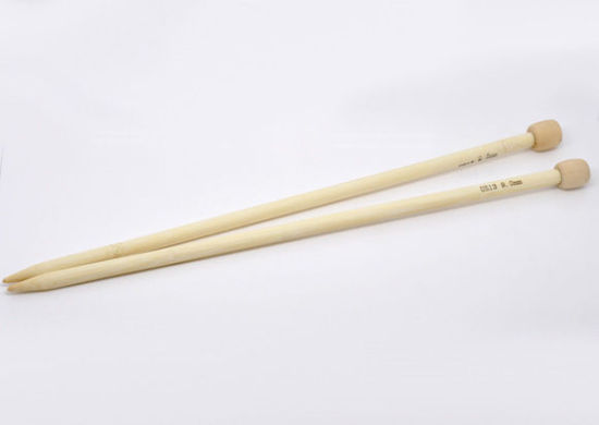 Bild von (US13 9.0mm) Bambus Stricknadel mit Einzeln Öse Naturfarben 34cm lang, 1 Set ( 2 Stücke/Set)