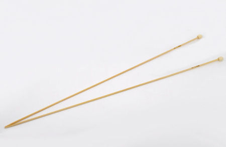 Bild von (US1 2.25mm) Bambus Stricknadel mit Einzeln Öse Naturfarben 34cm lang, 1 Set ( 2 Stücke/Set)