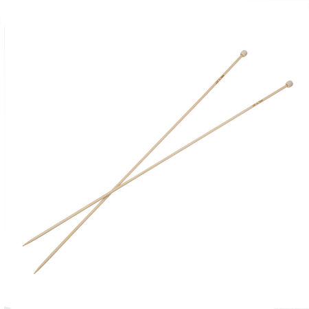 Bild von (US2 2.75mm) Bambus Stricknadel mit Einzeln Öse Naturfarben 34cm lang, 1 Set ( 2 Stücke/Set)