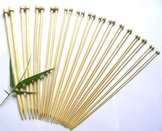 Picture of (US15-0 10.0mm-2.0mm) Bamboo Single Pointed Knitting Needles Natural 33cm(13") - 34cm(13 3/8") long, 1 Set ( 30 PCs/Set)