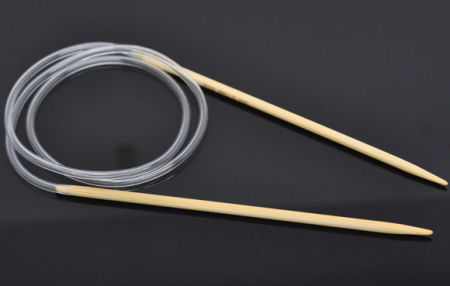 Bild von (US5 3.75mm) Bambus Tube Stricknadel Naturfarben 80cm lang, 1 Paar
