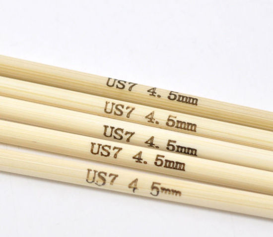 Picture of (US7 4.5mm) Bamboo Double Pointed Knitting Needles Natural 20cm(7 7/8") long, 1 Set ( 5 PCs/Set)