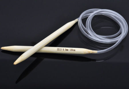 (US13 9.0mm) Bamboo Circular Knitting Needles Natural 120cm(47 2/8") long, 1 Pair