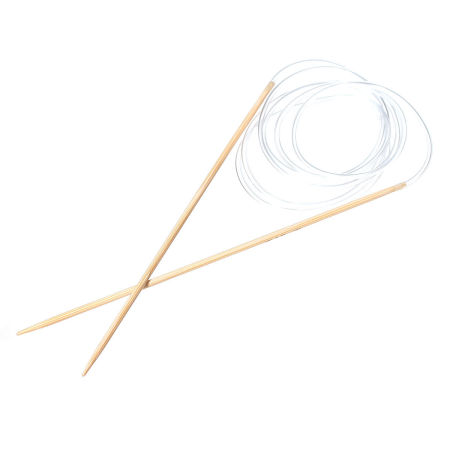 (US1 2.25mm) Bamboo Circular Knitting Needles Natural 120cm(47 2/8") long, 1 Pair