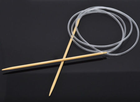 (US3 3.25mm) Bamboo Circular Knitting Needles Natural 120cm(47 2/8") long, 1 Pair