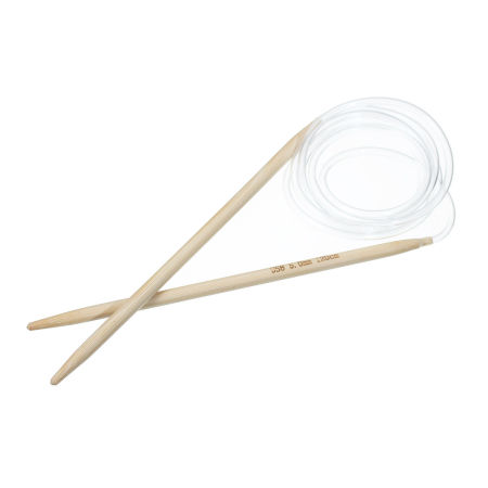 (US8 5.0mm) Bamboo Circular Knitting Needles Natural 120cm(47 2/8") long, 1 Pair