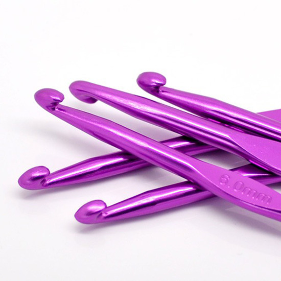 Picture of 6mm Aluminum Crochet Hooks At Random Color Mixed 15cm(5 7/8") long, 5 PCs