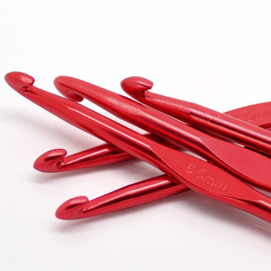 Picture of 6.5mm Aluminum Crochet Hooks At Random Color Mixed 15cm(5 7/8") long, 5 PCs