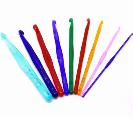 3mm-12mm Acrylic Crochet Hook At Random Mixed 15cm(5 7/8"), 1 Set(9 PCs/Set)