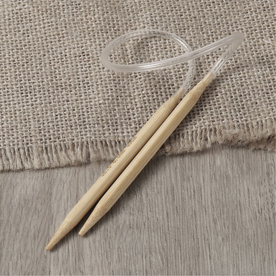 Picture of (US10 6.0mm) Bamboo Circular Knitting Needles Natural 40cm(15 6/8") long, 1 Piece