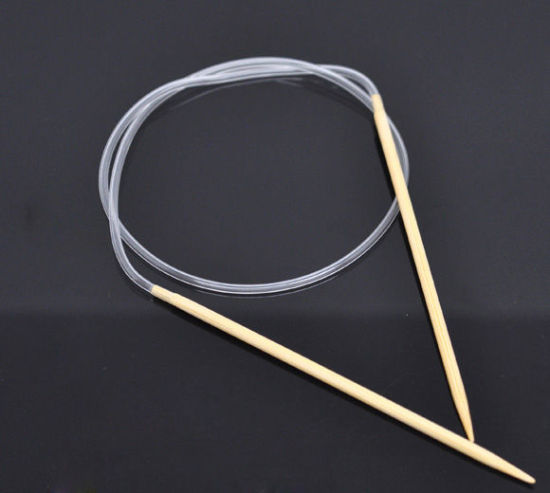 Image de (US2 2.75mm) Aiguilles Circulaire en Bambou Couleur Naturelle 40cm long, 1 Pièce