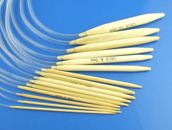 Image de (US15-0 10.0mm-2.0mm) Aiguilles Circulaire en Bambou Couleur Naturelle 40cm long, 1 Kit ( 15 Pcs/Kit)