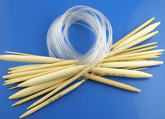 Picture of (US15-0 10.0mm-2.0mm) Bamboo Circular Knitting Needles Natural 40cm(15 6/8") long, 1 Set ( 15 PCs/Set)