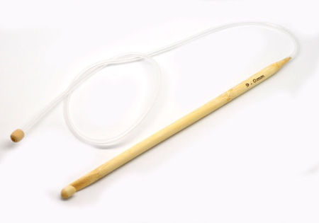 Bild von 1 Stück 9mm Natürlicher Bambus Flexibel Afghanische tunesische Häkelnadel 85cm lang