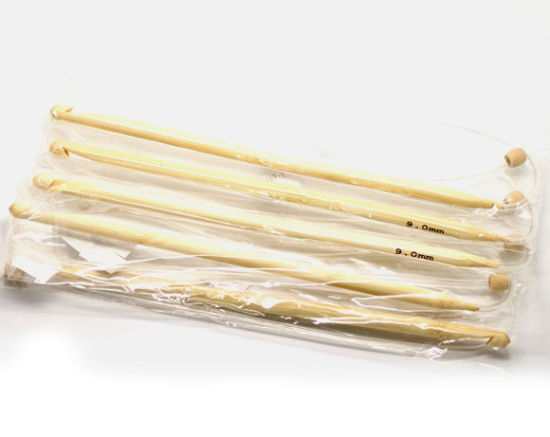 Изображение Афганские Крючки вязальные бамбуковые 9мм Длина 85см, 1 шт/уп