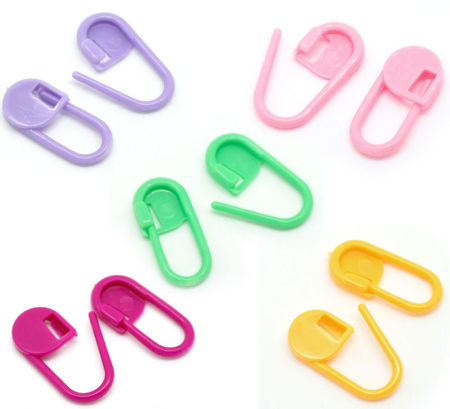 Plastic Knitting Stitch Holders Mixed Color 22mm x 11.5mm, 200 PCs