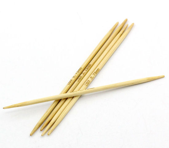 Picture of (US2 2.75mm) Bamboo Double Pointed Knitting Needles Natural 10cm(3 7/8") long, 1 Set ( 5 PCs/Set)