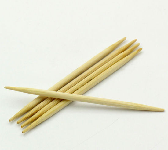 Picture of (US6 4.0mm) Bamboo Double Pointed Knitting Needles Natural 10cm(3 7/8") long, 1 Set ( 5 PCs/Set)