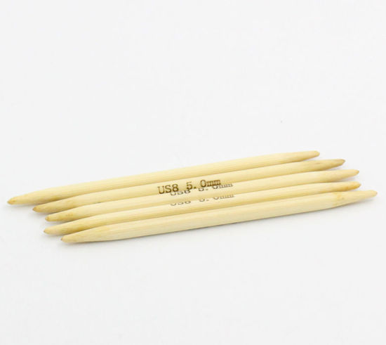 Picture of (US8 5.0mm) Bamboo Double Pointed Knitting Needles Natural 10cm(3 7/8") long, 1 Set ( 5 PCs/Set)