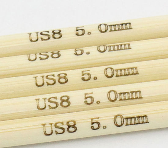 Picture of (US8 5.0mm) Bamboo Double Pointed Knitting Needles Natural 10cm(3 7/8") long, 1 Set ( 5 PCs/Set)