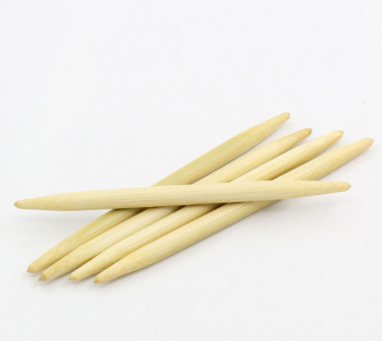 Picture of (US10 6.0mm) Bamboo Double Pointed Knitting Needles Natural 10cm(3 7/8") long, 1 Set ( 5 PCs/Set)