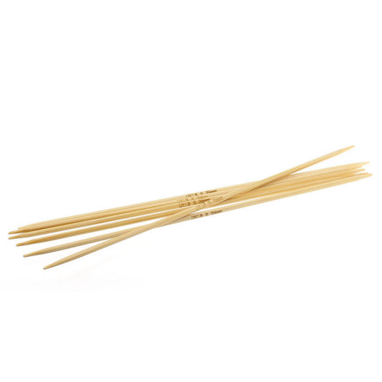 Image de (UK13 2.25mm) Aiguilles à Tricoter Double Point en Bambou Couleur Naturelle 15cm Long, 1 Kit ( 5 Pcs/Kit)