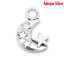 Picture of Zinc Based Alloy Charms Half Moon Antique Silver Color Star Carved 20mm( 6/8") x 12mm( 4/8"), 60 PCs