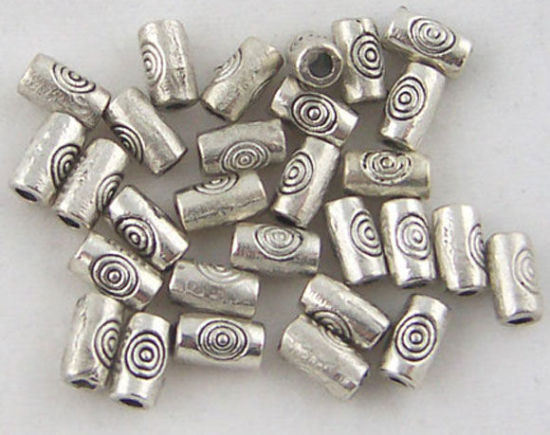 Image de Perles en Alliage de Zinc Colonne Argent Antique 5mm x 3mm, Taille de Trou: 1.0mm, 360 Pcs