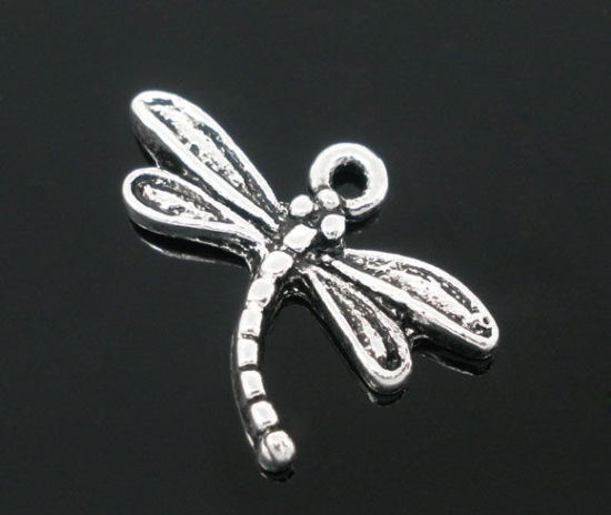 Image de 50 pendentif libellule charms Argent vieilli 19mm x 15mm