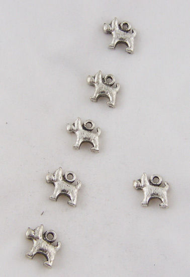 Picture of Charm Pendants Fat Pet Dog Antique Silver Color 14mm x13mm( 4/8" x 4/8"), 15 PCs