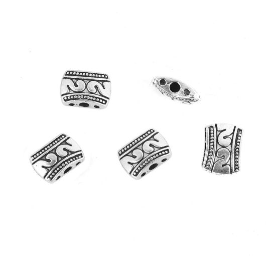 Imagen de 35 Unidades Zamak Cuentas Para Hacer Joyas De Bricolaje 3 Agujeros Plata Antigua Cuadrilátero Número Mensaje " 2 " Aprox 11mm x 8mm, Agujero: Aprox 2mm 1.2mm
