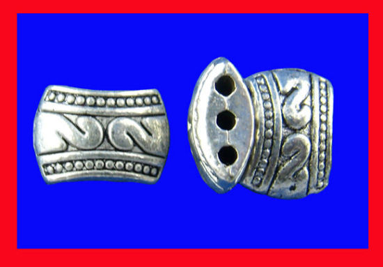 Imagen de 35 Unidades Zamak Cuentas Para Hacer Joyas De Bricolaje 3 Agujeros Plata Antigua Cuadrilátero Número Mensaje " 2 " Aprox 11mm x 8mm, Agujero: Aprox 2mm 1.2mm