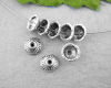 Picture of Zinc Based Alloy Beads Caps Antique Silver Color Stripe Carved (Fits 10mm Beads) About 7mm Dia, 80 PCs