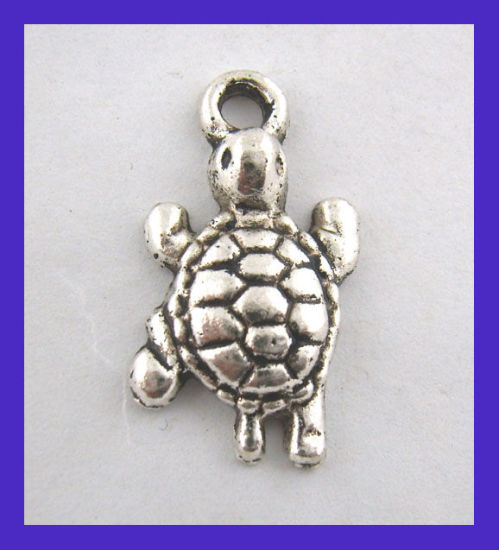 オーシャンアクセサリー 亜鉛合金 チャームペンダント 亀 銀古美 24.0mm x 13.0mm、 25 PCs の画像