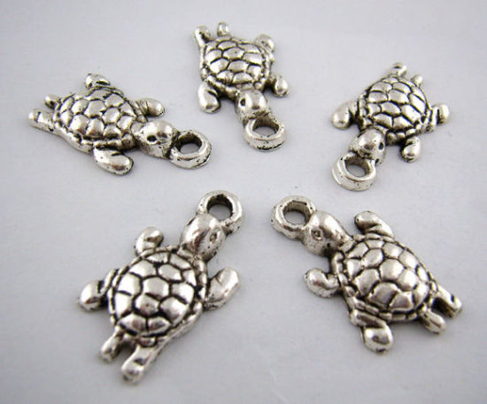 オーシャンアクセサリー 亜鉛合金 チャームペンダント 亀 銀古美 24.0mm x 13.0mm、 25 PCs の画像