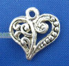Picture of 50PCs  Tibetan Silver Carved Heart-shaped Pendants
