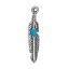 Picture of Zinc Based Alloy Charms Feather Antique Silver Color Blue Enamel 28mm(1 1/8") x 5mm( 2/8"), 50 PCs