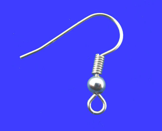 Bild von Zinklegierung Ohrringe Ohrhaken Silberfarbe 19mm x 18mm, Drahtstärke: (20 gauge), 200 Stück