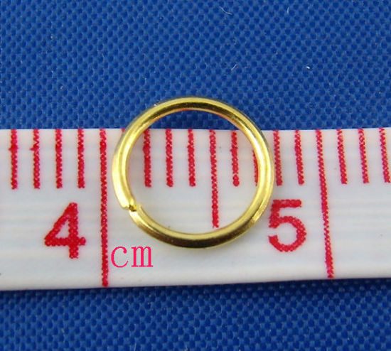 Picture of 700 PCs 7mm Dia., 0.7mm(21 gauge) Iron Based Alloy Open Jump Rings Findings For Jewelry Making Gold Plated Round