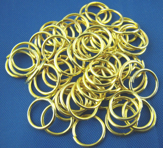 Picture of 700 PCs 7mm Dia., 0.7mm(21 gauge) Iron Based Alloy Open Jump Rings Findings For Jewelry Making Gold Plated Round