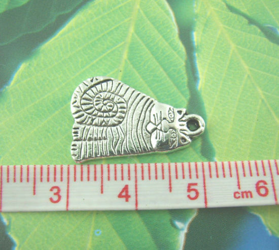Image de Pendentifs  en Alliage de Zinc Chat Gravé Argent Vieilli 21mm x 13mm, 30 Pcs
