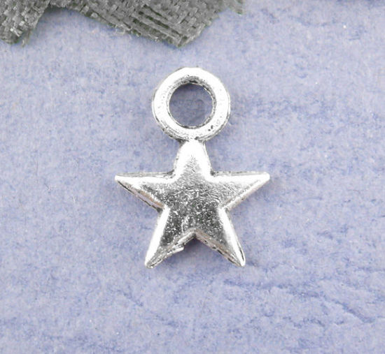 Picture of Zinc Based Alloy Charms Pentagram Star Antique Silver Color 8x11mm(3/8"x3/8"), 170 PCs