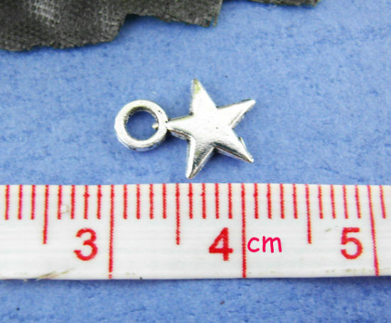 Picture of Zinc Based Alloy Charms Pentagram Star Antique Silver Color 8x11mm(3/8"x3/8"), 170 PCs