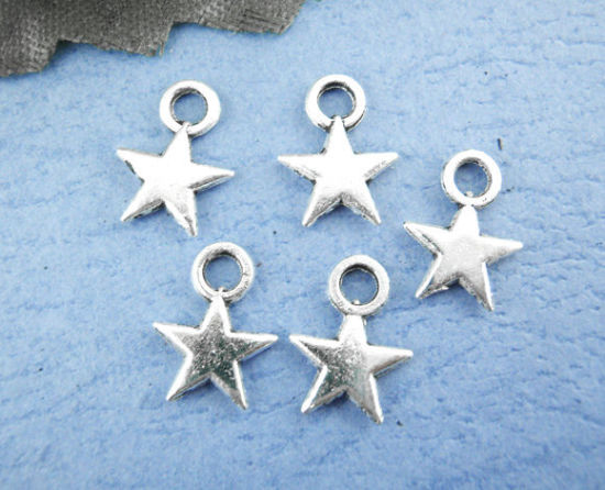 Picture of Zinc Based Alloy Charms Pentagram Star Antique Silver Color 8x11mm(3/8"x3/8"), 170 PCs