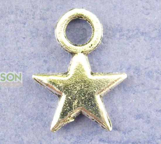 Picture of Zinc Based Alloy Charms Pentagram Star Antique Silver Color 8x11mm(3/8"x3/8"), 170 PCs