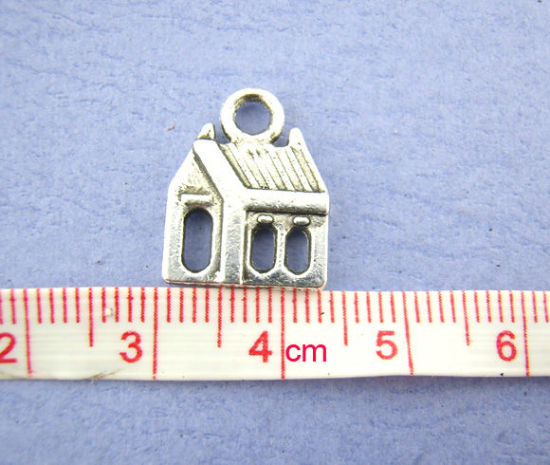 Picture of 30PCs Funny  House Beads Charms Pendants Findings 13*17mm