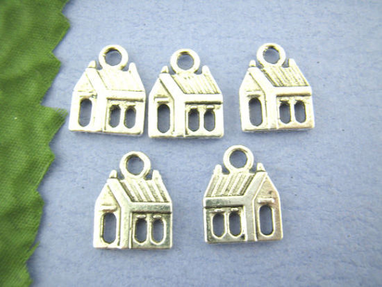 Picture of 30PCs Funny  House Beads Charms Pendants Findings 13*17mm