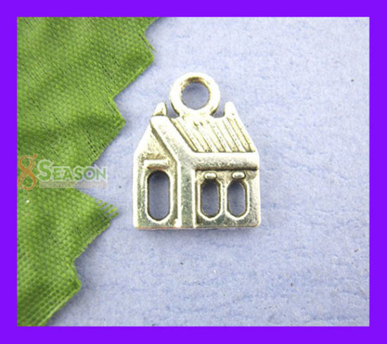 Picture of 30PCs Funny  House Beads Charms Pendants Findings 13*17mm