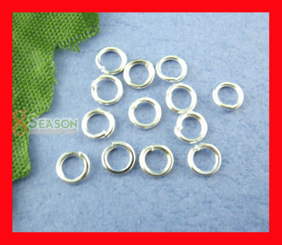 Picture of 1500 PCs 4mm Dia., 0.7mm(21 gauge) Iron Based Alloy Open Jump Rings Findings For Jewelry Making Silver Plated Round